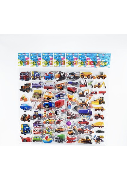 Araba Tarzı 12 Sayfa Mühendislik Araç Uçak Tarzı 3D Çizgi Film Etiket Oyuncakları Çocuklar Için Albüm Yapımı Trafik Etiketi Erkekler Hediye (Yurt Dışından) fırsatları