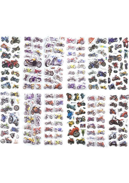 Motosiklet Tarzı Çocuklar Için Karikatür Araba Etiket 3D Sticker Oyuncak Uçak Araçlar 12 Farklı Sayfa Günlük Defter Süsleme Hediye (Yurt Dışından)
