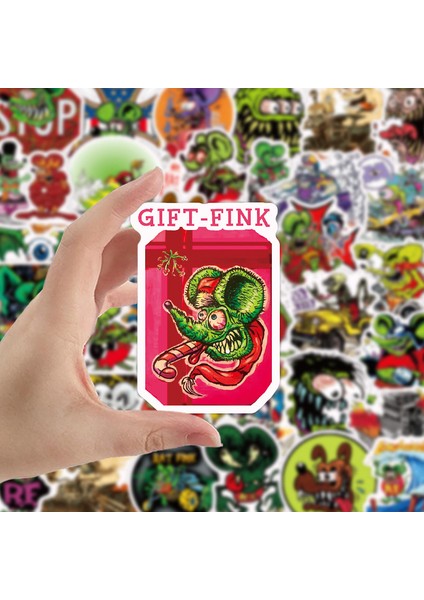50 Adet Tarzı Rat Fink Mouse Stickerlar Mobil Telefon Laptop Bagaj Gitar Kılıfı Kaykay Bisiklet Araba Stickerları - (Yurt Dışından)