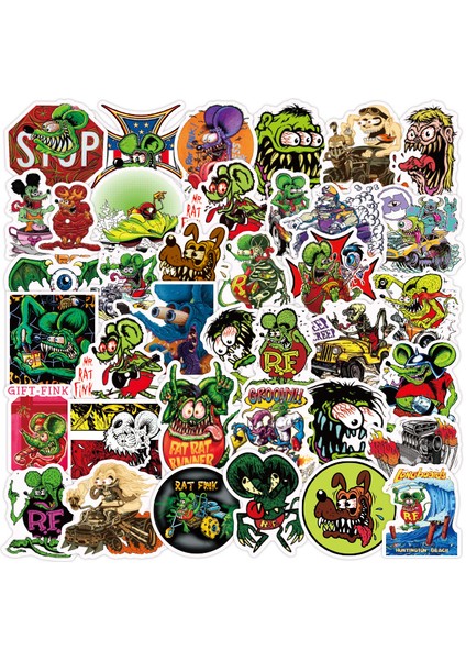 50 Adet Tarzı Rat Fink Mouse Stickerlar Mobil Telefon Laptop Bagaj Gitar Kılıfı Kaykay Bisiklet Araba Stickerları - (Yurt Dışından)