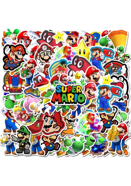 Süper Mario Anime Etiketler Seyahat Kaykay Bavul Gitar Valiz Laptop Graffiti Sticker Cool Sticker Çocuk Oyuncak Için (Yurt Dışından)