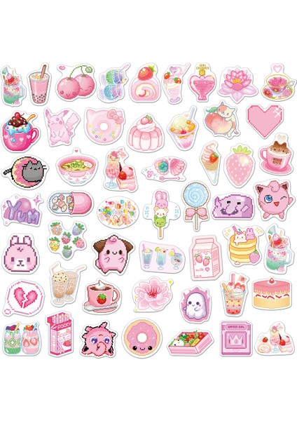 10 Adet Tarzı Pcs Çizgi Film Sevimli Pembe Piksel Grafiti Sticker'lar Seyahat Çantası Dizüstü Bilgisayar Gitar Bisiklet Kaykay Pvc Su Geçirmez Sticker'lar (Yurt Dışından)