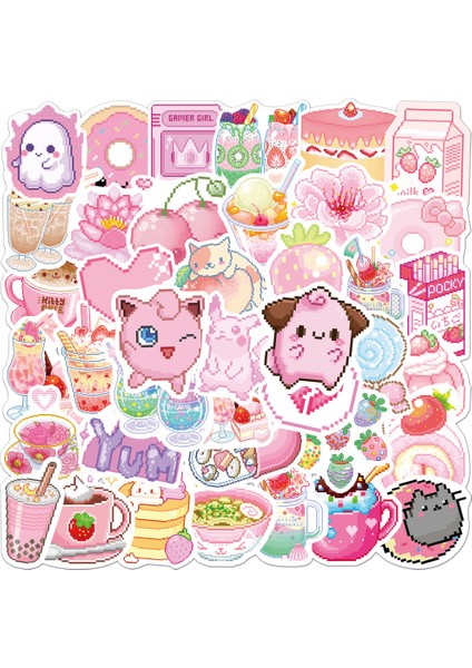 10 Adet Tarzı Pcs Çizgi Film Sevimli Pembe Piksel Grafiti Sticker'lar Seyahat Çantası Dizüstü Bilgisayar Gitar Bisiklet Kaykay Pvc Su Geçirmez Sticker'lar (Yurt Dışından) fiyatları