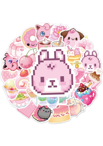 10 Adet Tarzı Pcs Çizgi Film Sevimli Pembe Piksel Grafiti Sticker'lar Seyahat Çantası Dizüstü Bilgisayar Gitar Bisiklet Kaykay Pvc Su Geçirmez Sticker'lar (Yurt Dışından) modelleri