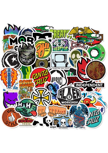 50 Adet Tarzı Kaykay Moda Logosu Su Geçirmez Sticker Bagaj Araba Gitar Kaykay Telefon Dizüstü Bilgisayar Bisiklet Sticker'ı (Yurt Dışından)