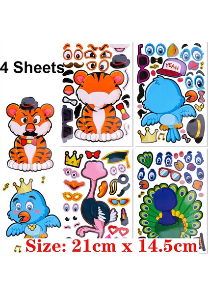 Gri Stil Çocuklar Için Kendin Yap Sticker Bulmaca Oyunları Yüz Yapma Prenses Hayvan Dinozor Montaj Puzzle Çocuk Tanıma Eğitim Oyuncakları (Yurt Dışından)