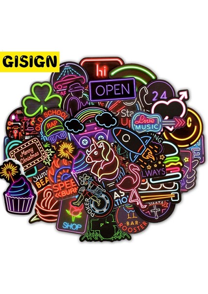 50 Adet B Tarzı Teneon Işık Çıkartmaları Kutular Araba Çocuklar Buzdolabı Japon Anime Çıkartma Paketi Set Çocuk Telefon Kaykay Için (Yurt Dışından) fiyatları