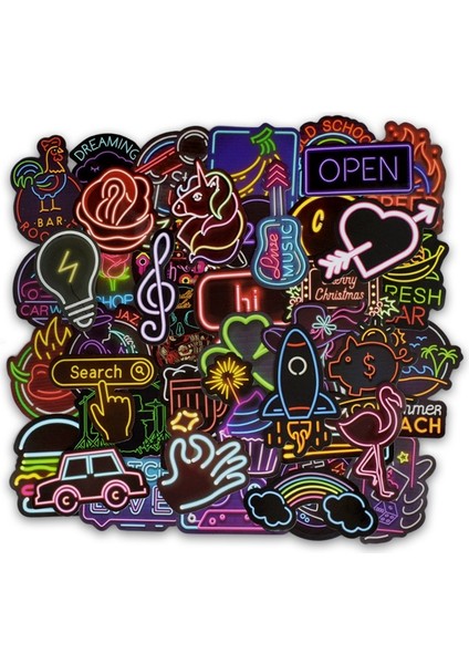 50 Adet B Tarzı Teneon Işık Çıkartmaları Kutular Araba Çocuklar Buzdolabı Japon Anime Çıkartma Paketi Set Çocuk Telefon Kaykay Için (Yurt Dışından) modelleri