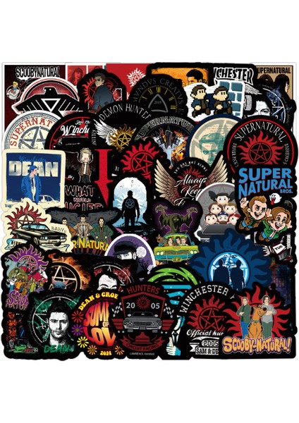 C-50 Adet Tarzı Klasik Tv Dizisi Supernatural Sticker Su Geçirmez Pvc Kaykay Bagaj Snowboard Motosiklet Şişe Komik Sticker Çocuk Oyuncakları (Yurt Dışından)
