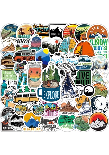 10 Adet Tarzı Pcs Outdoor Keşfet Dağ Tırmanışı Sticker Laptop Gitar Bagaj Su Geçirmez Graffiti Sticker Etiket Çocuk Klasik Oyuncaklar (Yurt Dışından)
