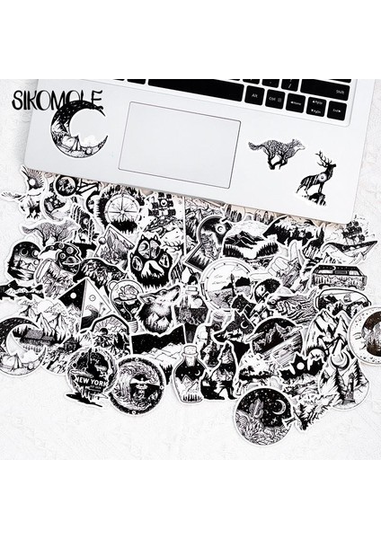 10 ADET-171 Tarzı Siyah ve Beyaz Gotik Sticker Punk Tarzı Valiz Defter Kaykay Buzdolabı Laptop Çıkartmaları F5 (Yurt Dışından)