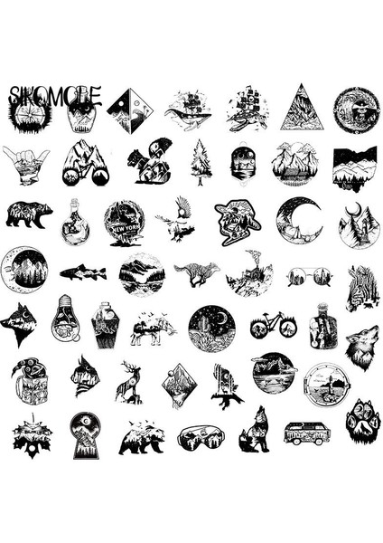 10 ADET-171 Tarzı Siyah ve Beyaz Gotik Sticker Punk Tarzı Valiz Defter Kaykay Buzdolabı Laptop Çıkartmaları F5 (Yurt Dışından)