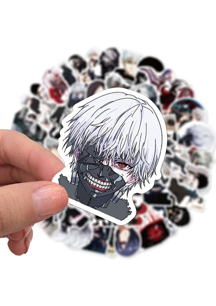 CS12-1 (50 Adet) Stili Anime Tokyo Ghoul Sticker Kaneki Ken Etiketi Bagaj Buzdolabı Dizüstü Kaykay Bisiklet Grafiti Su Geçirmez Pvc Etiket Hediye (Yurt Dışından) fiyatları