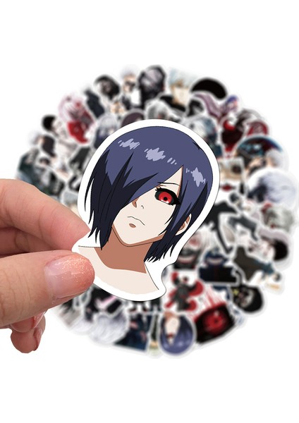 CS12-1 (50 Adet) Stili Anime Tokyo Ghoul Sticker Kaneki Ken Etiketi Bagaj Buzdolabı Dizüstü Kaykay Bisiklet Grafiti Su Geçirmez Pvc Etiket Hediye (Yurt Dışından) modelleri