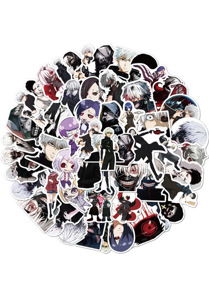 CS12-1 (50 Adet) Stili Anime Tokyo Ghoul Sticker Kaneki Ken Etiketi Bagaj Buzdolabı Dizüstü Kaykay Bisiklet Grafiti Su Geçirmez Pvc Etiket Hediye (Yurt Dışından) fırsatları