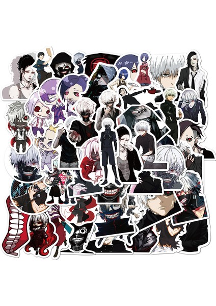 CS12-1 (50 Adet) Stili Anime Tokyo Ghoul Sticker Kaneki Ken Etiketi Bagaj Buzdolabı Dizüstü Kaykay Bisiklet Grafiti Su Geçirmez Pvc Etiket Hediye (Yurt Dışından) indirimleri