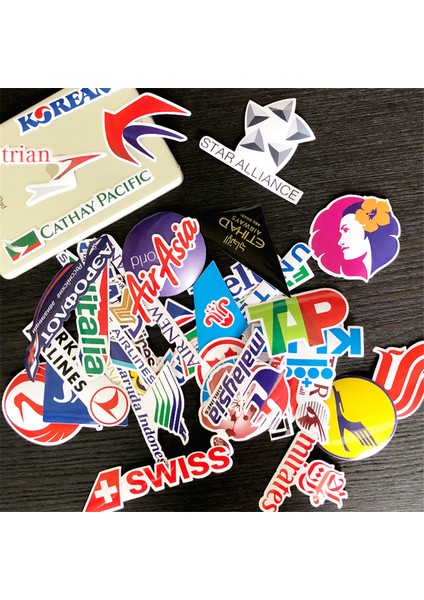 45 Adet Komik Yemek Stili Havayolu Şirketi Logolu Pvc Stickerlar Cool Kaykay Dizüstü Su Şişesi Bagaj Süsle Su Geçirmez Etiketler (Yurt Dışından) modelleri