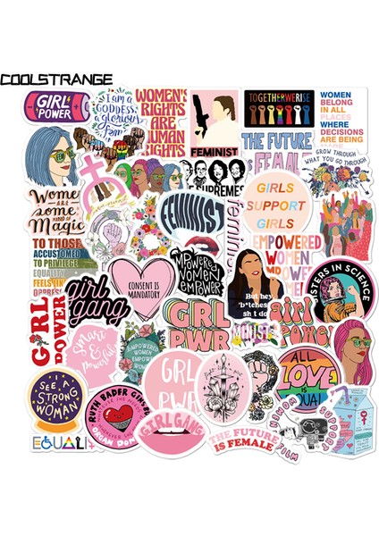 50 Adet Bir Stil Buzdolabı Çantası Laptop Araba Paten Albüm Motosiklet Için Feminist Kız Gücü Çıkartmalar Kadın Hakları Dıy (Yurt Dışından)