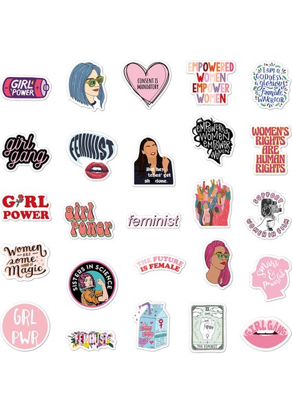 50 Adet Bir Stil Buzdolabı Çantası Laptop Araba Paten Albüm Motosiklet Için Feminist Kız Gücü Çıkartmalar Kadın Hakları Dıy (Yurt Dışından) fırsatları