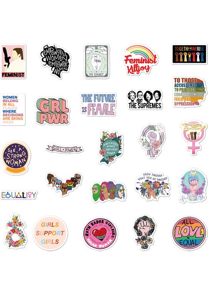 50 Adet Bir Stil Buzdolabı Çantası Laptop Araba Paten Albüm Motosiklet Için Feminist Kız Gücü Çıkartmalar Kadın Hakları Dıy (Yurt Dışından) indirimleri