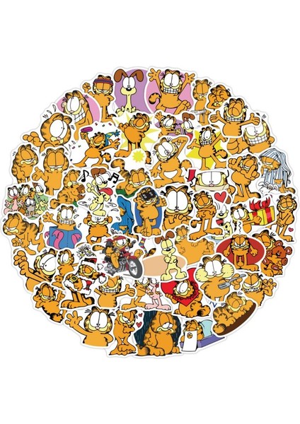 Fildişi Tarzı Garfield Sevimli Sticker Kaykay Laptop Bavul Gitar Pvc Su Geçirmez Grafiti Etiket Çocuk Oyuncak Christmas Hediyesi (Yurt Dışından)
