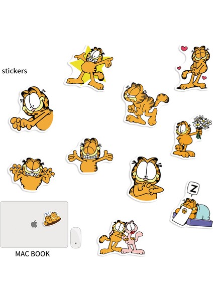 Fildişi Tarzı Garfield Sevimli Sticker Kaykay Laptop Bavul Gitar Pvc Su Geçirmez Grafiti Etiket Çocuk Oyuncak Christmas Hediyesi (Yurt Dışından)