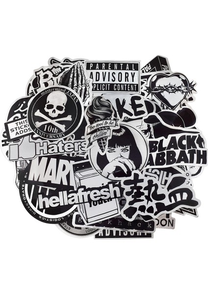 10 Adet Rastgele Bir Stil Siyah ve Beyaz Sticker Paketi Graffiti Karikatür Su Geçirmez Sticker Çocuklar Için Laptop Kaykay Kask Gitar Bisiklet Araba Vinil Etiketler (Yurt Dışından)