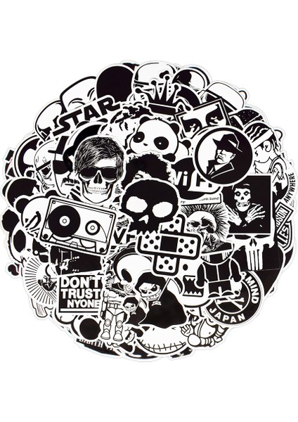 10 Adet Rastgele Bir Stil Siyah ve Beyaz Sticker Paketi Graffiti Karikatür Su Geçirmez Sticker Çocuklar Için Laptop Kaykay Kask Gitar Bisiklet Araba Vinil Etiketler (Yurt Dışından)