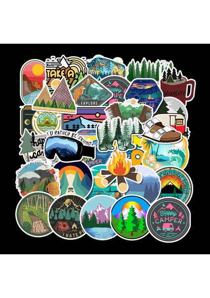 No.1 Tarzı Kamp Seyahat Çıkartmaları Vahşi Macera Doğa Manzara Su Geçirmez Sticker Dıy Laptop Valiz Motor Araba (Yurt Dışından)
