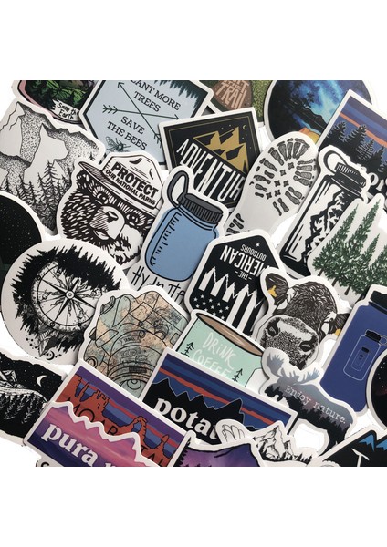 No.1 Tarzı Kamp Seyahat Çıkartmaları Vahşi Macera Doğa Manzara Su Geçirmez Sticker Dıy Laptop Valiz Motor Araba (Yurt Dışından)