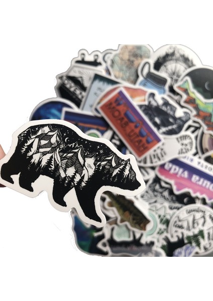No.1 Tarzı Kamp Seyahat Çıkartmaları Vahşi Macera Doğa Manzara Su Geçirmez Sticker Dıy Laptop Valiz Motor Araba (Yurt Dışından)