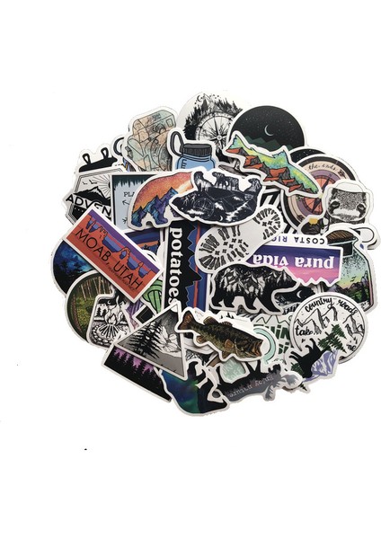 No.1 Tarzı Kamp Seyahat Çıkartmaları Vahşi Macera Doğa Manzara Su Geçirmez Sticker Dıy Laptop Valiz Motor Araba (Yurt Dışından)