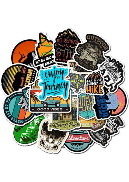 Sırtçantası Kamp Manzara Stickerleri Açık Hava Macerası Tırmanma Seyahat Su Geçirmez Sticker Dıy Bavul Laptop Bisiklet Kask Araba (Yurt Dışından) fiyatları