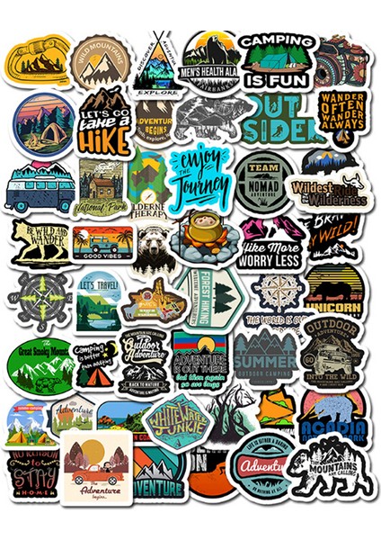 Sırtçantası Kamp Manzara Stickerleri Açık Hava Macerası Tırmanma Seyahat Su Geçirmez Sticker Dıy Bavul Laptop Bisiklet Kask Araba (Yurt Dışından) modelleri