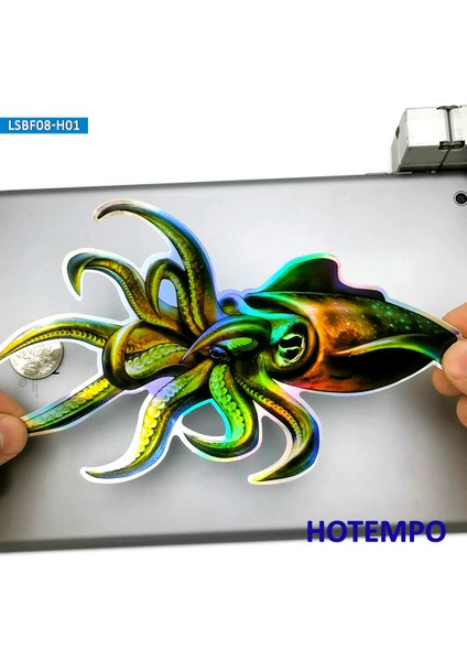LSBF03-C01 Stili 7 M'lik Lazer Büyük Boy Balık Mürekkep Balığı Dev Ahtapot Architeuthis Laptop Motosiklet Araba Stickerları Için Balıkçılık Su Geçirmez Sticker (Yurt Dışından)