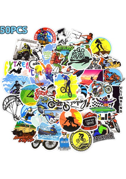 50 Adet Tarzı Ekstrem Spor Sticker Graffiti Serin Macera Çocuk Çıkartmalar Kaykay Dizüstü Araba Bisiklet Kask Motosiklet Açık Hava Sticker Su Geçirmez (Yurt Dışından)