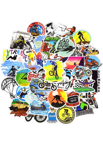 50 Adet Tarzı Ekstrem Spor Sticker Graffiti Serin Macera Çocuk Çıkartmalar Kaykay Dizüstü Araba Bisiklet Kask Motosiklet Açık Hava Sticker Su Geçirmez (Yurt Dışından) modelleri