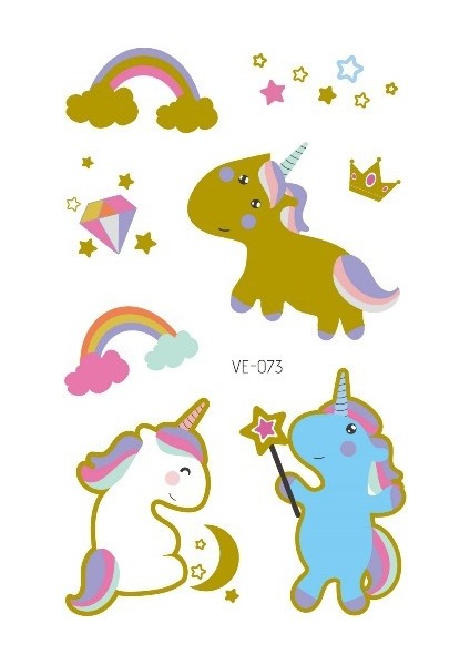 No.73 Tarzı Çocuklar Için Çizgi Film Unicorn Geçici Dövme Sticker Yüz Çocuk Vücut Sahte Dövme Vücut Makyajı Su Geçirmez Yüz Etiketleri (Yurt Dışından)