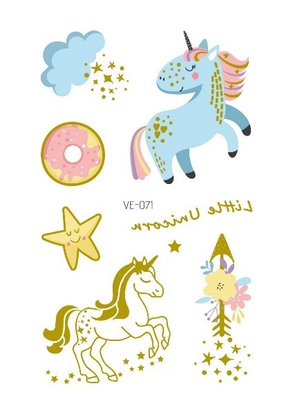 No.71 Stili Çocuklar Için Çizgi Film Unicorn Geçici Dövme Sticker Yüz Çocuk Vücut Sahte Dövme Vücut Makyajı Su Geçirmez Yüz Etiketleri (Yurt Dışından)