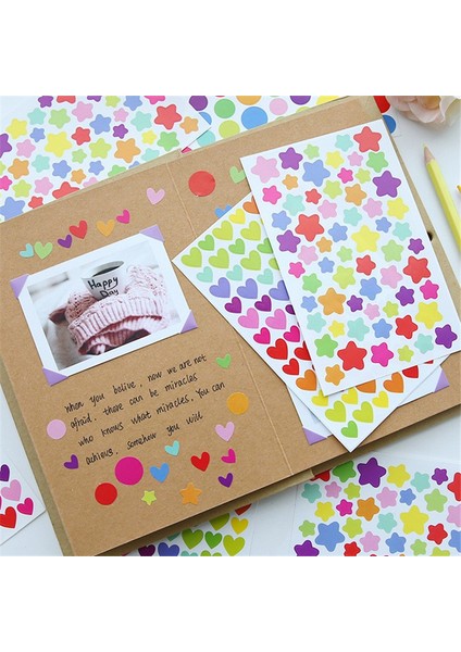 Nokta 6 Sayfa Stili 6 Sayfa Çocuk Çıkartmaları Sevimli Kalp Yıldız Nokta Şekil Sticker Defter Fotoğraf Albümü Süsleme Malzemesi Kız Erkek Hediyeler (Yurt Dışından) modelleri