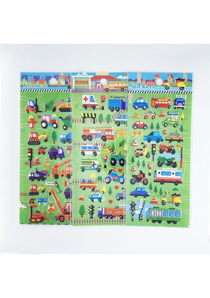 Stil Bir Stil Çocuklar Için 3 Sayfa 3D Çizgi Film Ulaşım Araba Tren Uçak Sticker Çocuklar Için Dıy Kabarcıklı Pvc Ajanda Sticker Öğrenme Oyuncakları (Yurt Dışından)