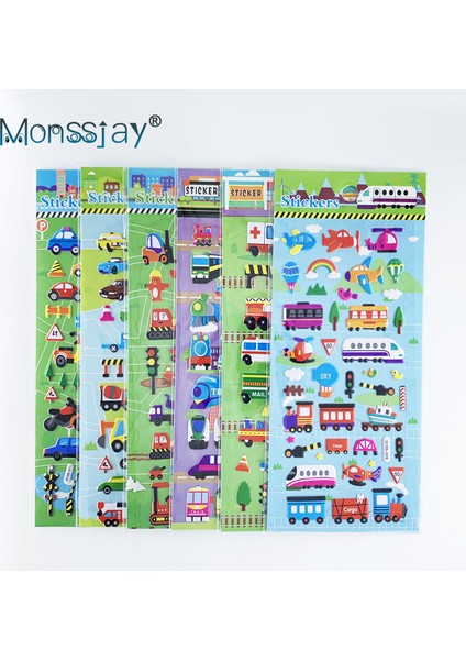 Stil Bir Stil Çocuklar Için 3 Sayfa 3D Çizgi Film Ulaşım Araba Tren Uçak Sticker Çocuklar Için Dıy Kabarcıklı Pvc Ajanda Sticker Öğrenme Oyuncakları (Yurt Dışından) fiyatları