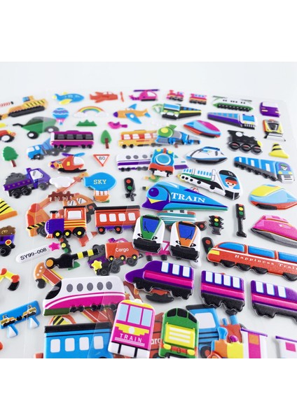 Stil Bir Stil Çocuklar Için 3 Sayfa 3D Çizgi Film Ulaşım Araba Tren Uçak Sticker Çocuklar Için Dıy Kabarcıklı Pvc Ajanda Sticker Öğrenme Oyuncakları (Yurt Dışından) modelleri