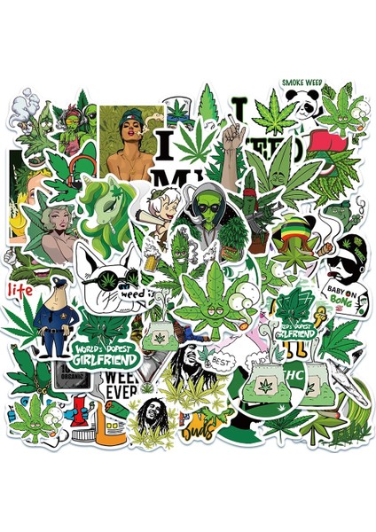 Fildişi Tarzı Marihuana Dumanı Etiketler Laptop Gitar Bagaj Su Geçirmez Estetik Ot Grafiti Sticker Paketleri Çocuk Oyuncakları Için (Yurt Dışından) fiyatları