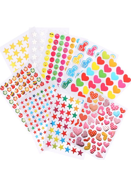 No.5 Tarzı Çocuklar Için Yıldız Gülümseme Yüzü Altın Flash Etiket Ödül Sticker Seti - 10 Sayfa (Yurt Dışından)