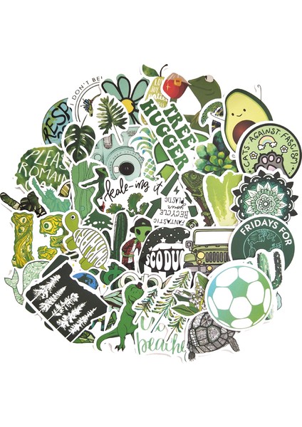 Çizgi Film Yeşil Ins Tarzı Vsco Kız Stickerları Laptop Moto Kaykay Bagaj Buzdolabı Defter Laptop Oyuncak Sticker F5 (Yurt Dışından)