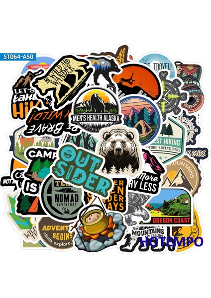 Açık Hava Vahşi Kamp Macera Tırmanma Dış Mekan Seyahat Manzara Çıkartmaları Sticker Paketi Telefon Laptop Bagaj Araba Sticker (Yurt Dışından)