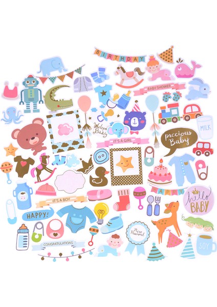 Renkli Merhaba Bebek Kesilmiş Stickerlar - Scrapbooking, Mutlu Planlayıcı, Kart Yapımı, Günlük Projeler Için (Yurt Dışından)