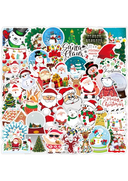 10 Adet-B Tarzı Pcs Çizgi Film Noel Ağacı Sticker Baba Noel Kaykay Taşınabilir Gitar Su Geçirmez Grafiti Hediye Sticker (Yurt Dışından)