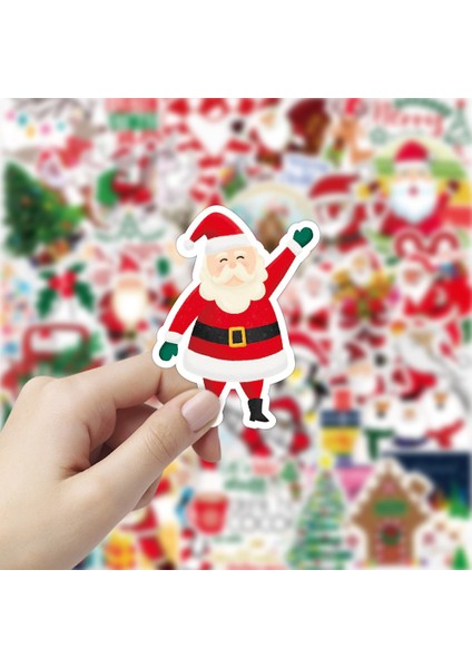 10 Adet-B Tarzı Pcs Çizgi Film Noel Ağacı Sticker Baba Noel Kaykay Taşınabilir Gitar Su Geçirmez Grafiti Hediye Sticker (Yurt Dışından)